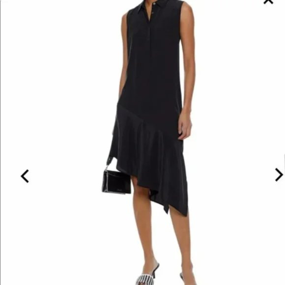 EQUIPMENT Femme Tira silk black asymmetrical hem sleeveless shirt dress, size XS - Picture 16 of 16